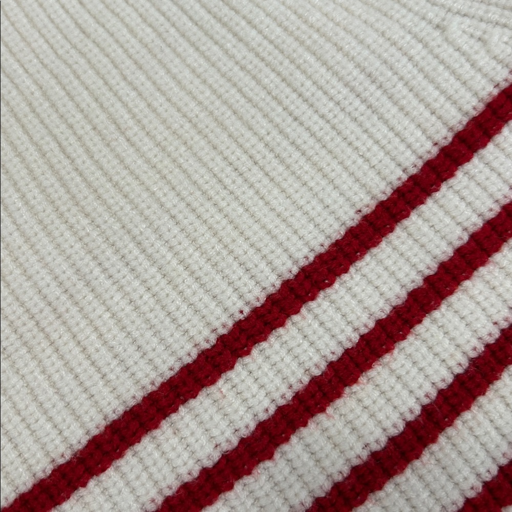 Mango White and Red Striped V-Neck Sweater - Picture 3 of 7